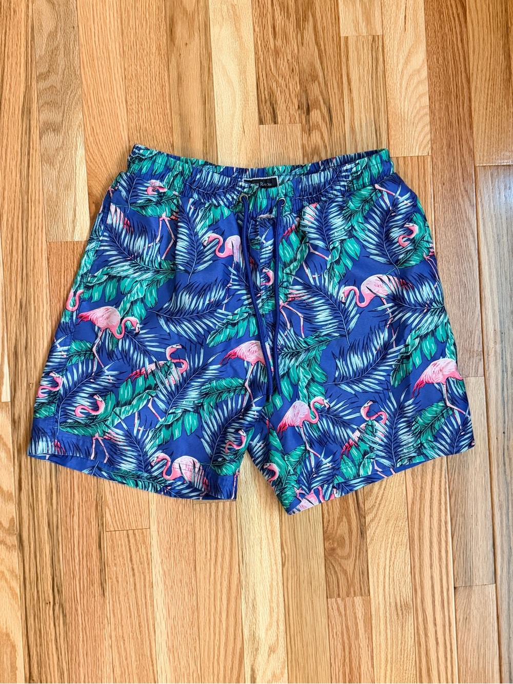 Club Room Blue Tropical Flamingo Print Swim Trunks